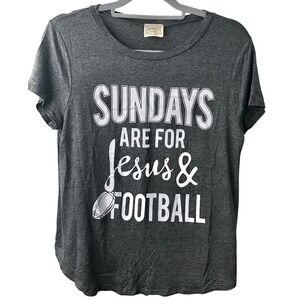 Dirtee Laundry Sundays Are For Jesus & Football Tee Stretch Soft Women's Large